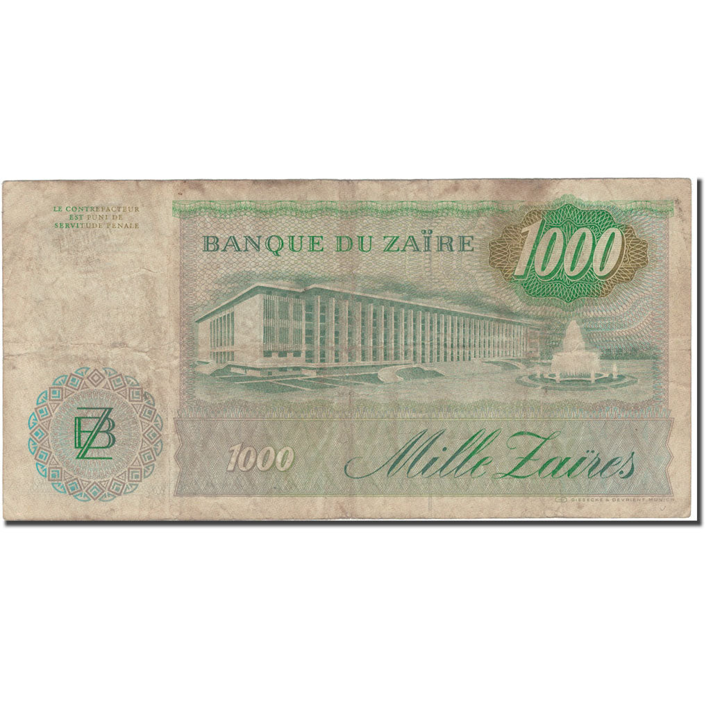 Billet, Zaïre, 1000 Zaïres, 1985, 1985-11-24, KM:31a, TB