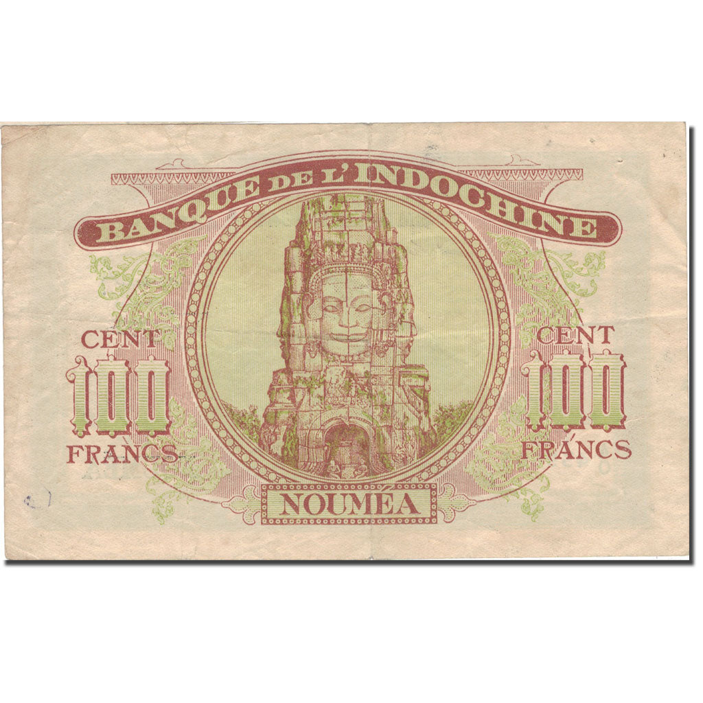 Banknot, Nowa Kaledonia, 100 Francs, 1942, Undated (1942), KM:46b, VF(20-25)