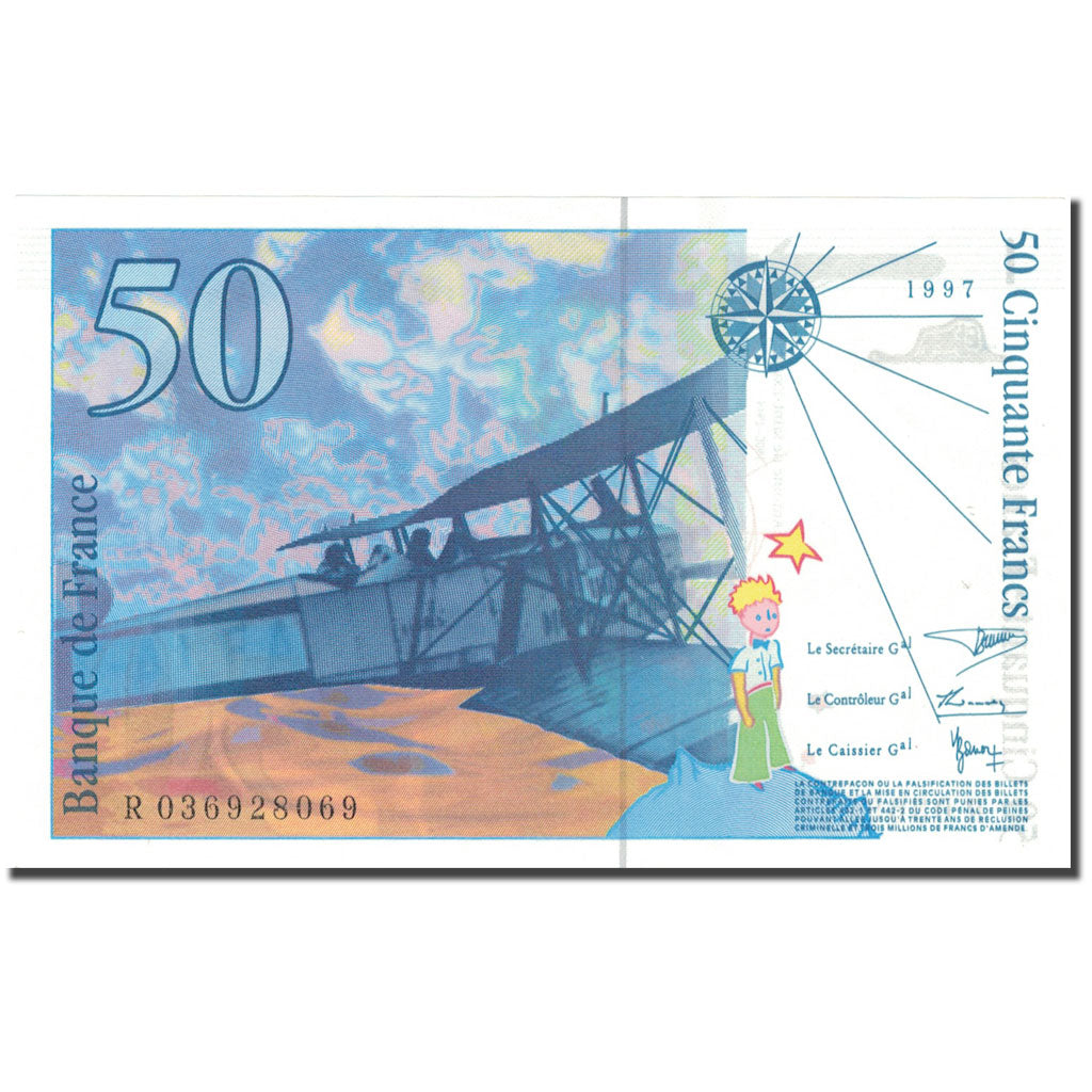 Frankrijk, 50 Francs, St Exupéry, 1992, SUP, Fayette:72.1b, KM:157a
