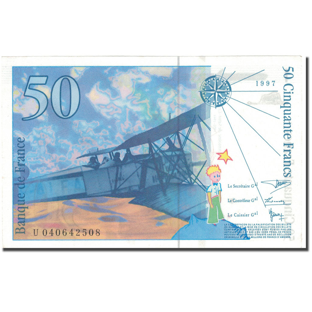 Frankrijk, 50 Francs, St Exupéry, 1997, SPL+, Fayette:73.4, KM:157Ad