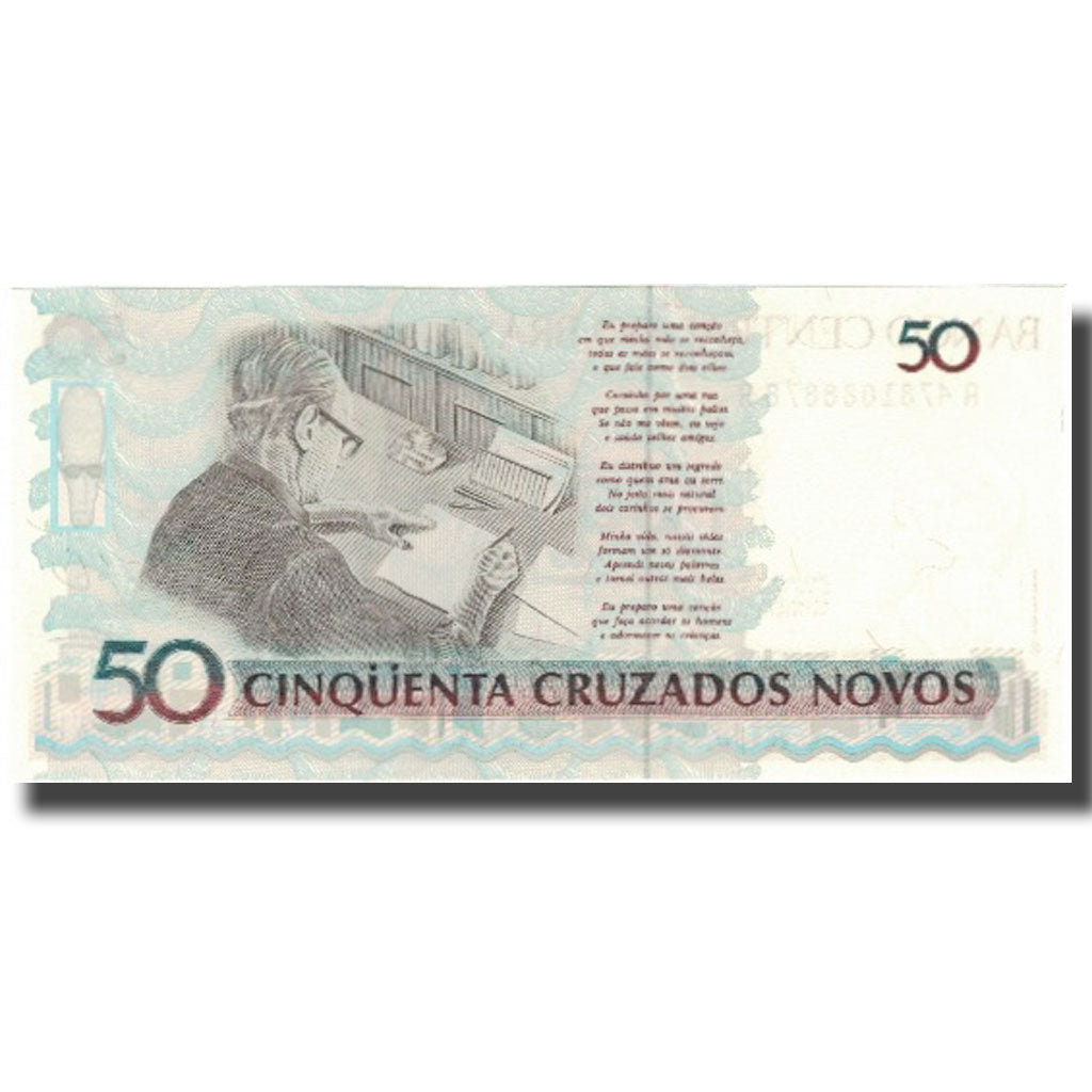 Biljet, Brazilië, 50 Cruzeiros on 50 Cruzados Novos, KM:223, SPL+