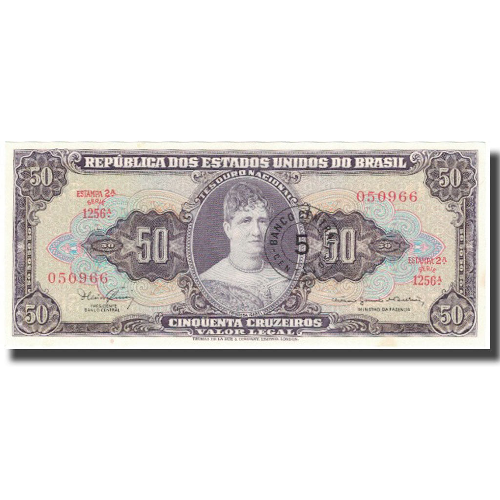 Nota, Brasil, 5 Centavos on 50 Cruzeiros, KM:184b, UNC(63)