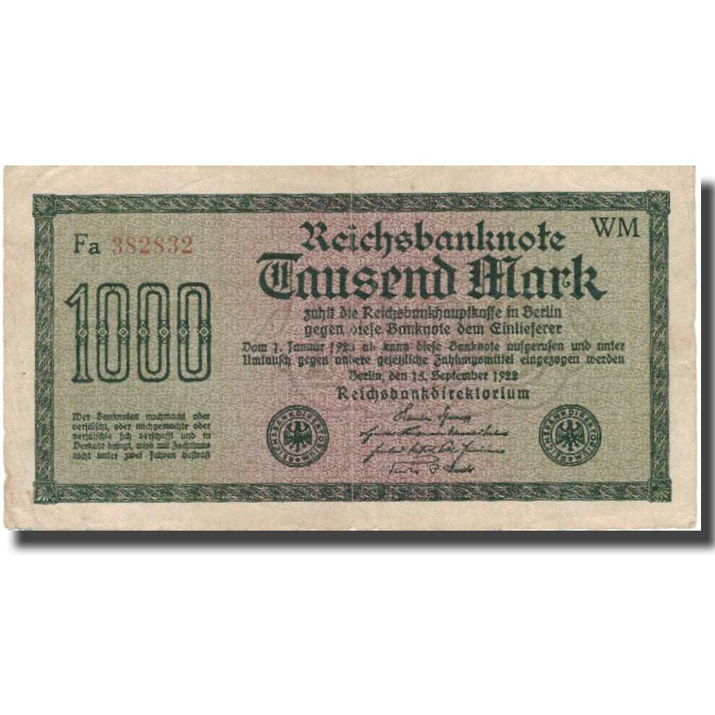 Banconote, Germania, 1000 Mark, 1922, 1922-09-15, KM:76b, BB