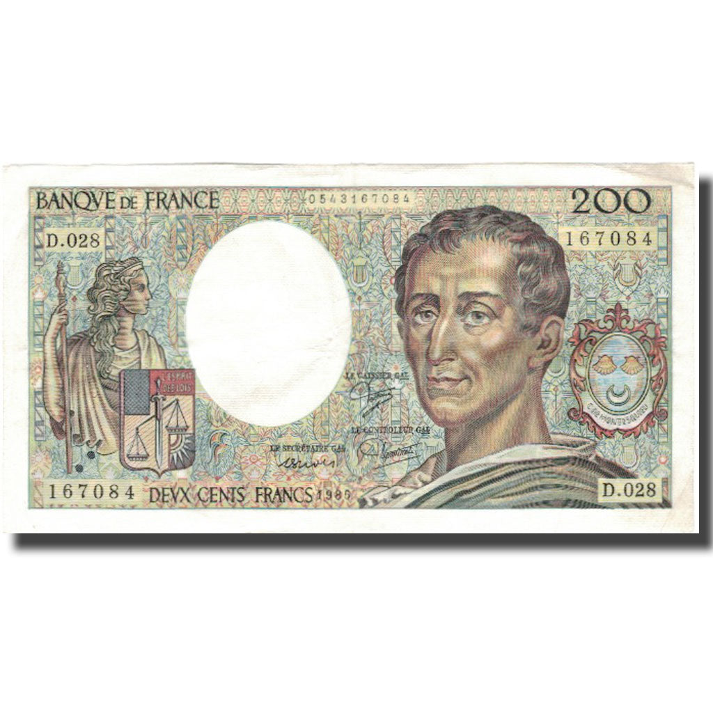 Francia, 200 Francs, Montesquieu, 1985, Undated (1985), BB, Fayette:70.5