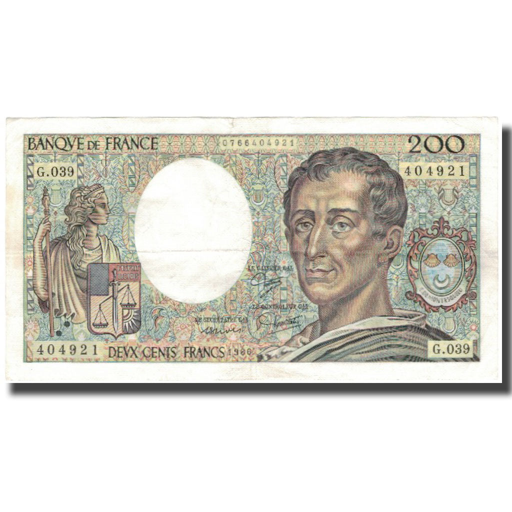 Francia, 200 Francs, Montesquieu, 1986, MBC, Fayette:70.6, KM:155a