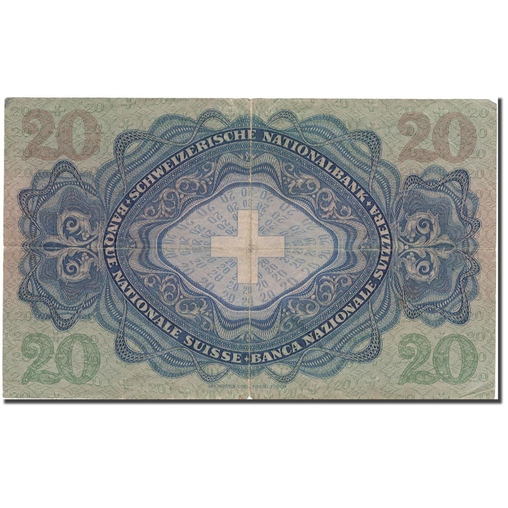 Billet, Suisse, 20 Franken, 1947, 1947-10-16, TB+