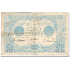France, 5 Francs, 1915, 1915-08-16, B+, Fayette:2.30, KM:70