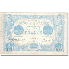 Frankreich, 5 Francs, Bleu, 1916, 1916-10-10, S+, Fayette:2.44, KM:70