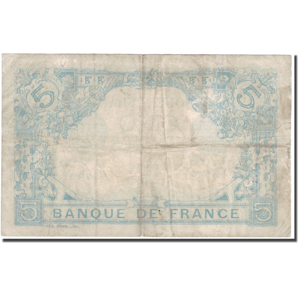 Francia, 5 Francs, Bleu, 1916, 1916-01-03, RC+, Fayette:2.35, KM:70