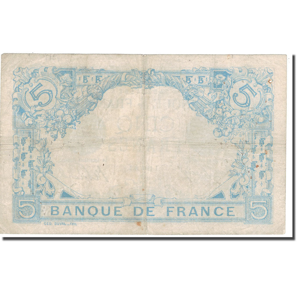 Francia, 5 Francs, Bleu, 1916, 1916-01-14, MB, Fayette:2.35, KM:70