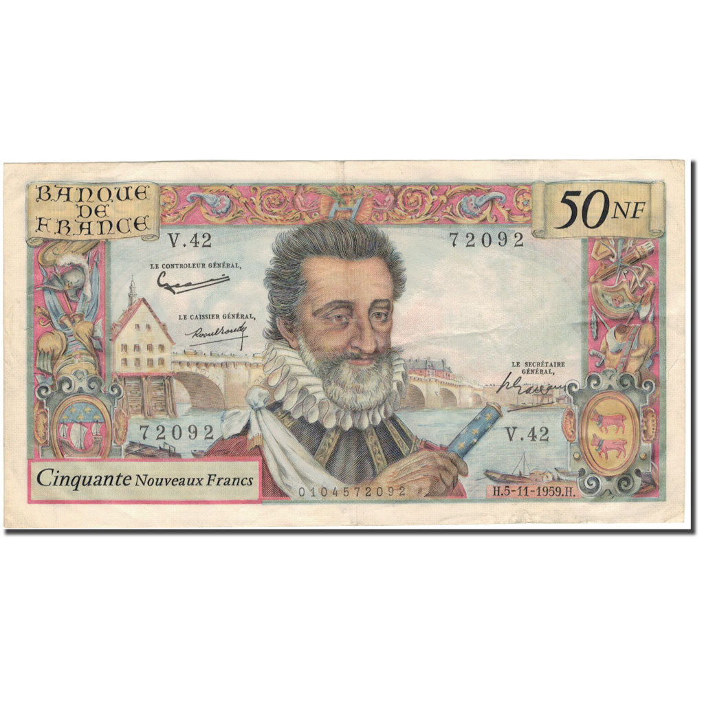 Francia, 50 Nouveaux Francs, Henri IV, 1959, 1959-11-05, BB, Fayette:58.4