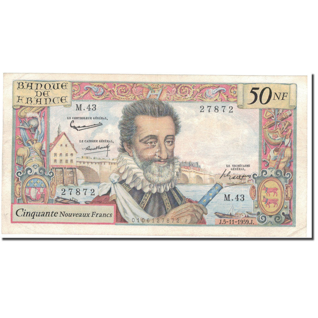 Francia, 50 Nouveaux Francs, Henri IV, 1959, 1959-11-05, SPL-, Fayette:58.4