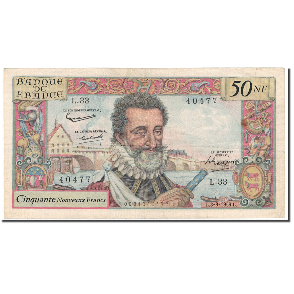 Frankrijk, 50 Nouveaux Francs, Henri IV, 1959, 1959-09-03, TTB, Fayette:58.3