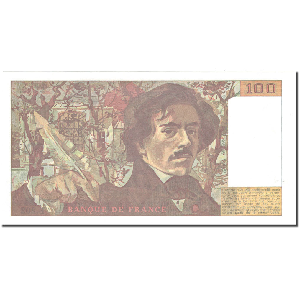 Frankrijk, 100 Francs, Delacroix, 1991, 1991, SPL+, Fayette:69bis.3c1, KM:154f