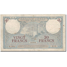Banconote, Marocco, 20 Francs, 1941, 1941-11-14, KM:18b, MB