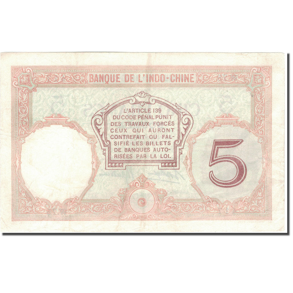 Nota, Nova Caledónia, 5 Francs, 1926, Undated (1926), KM:36b, AU(55-58)
