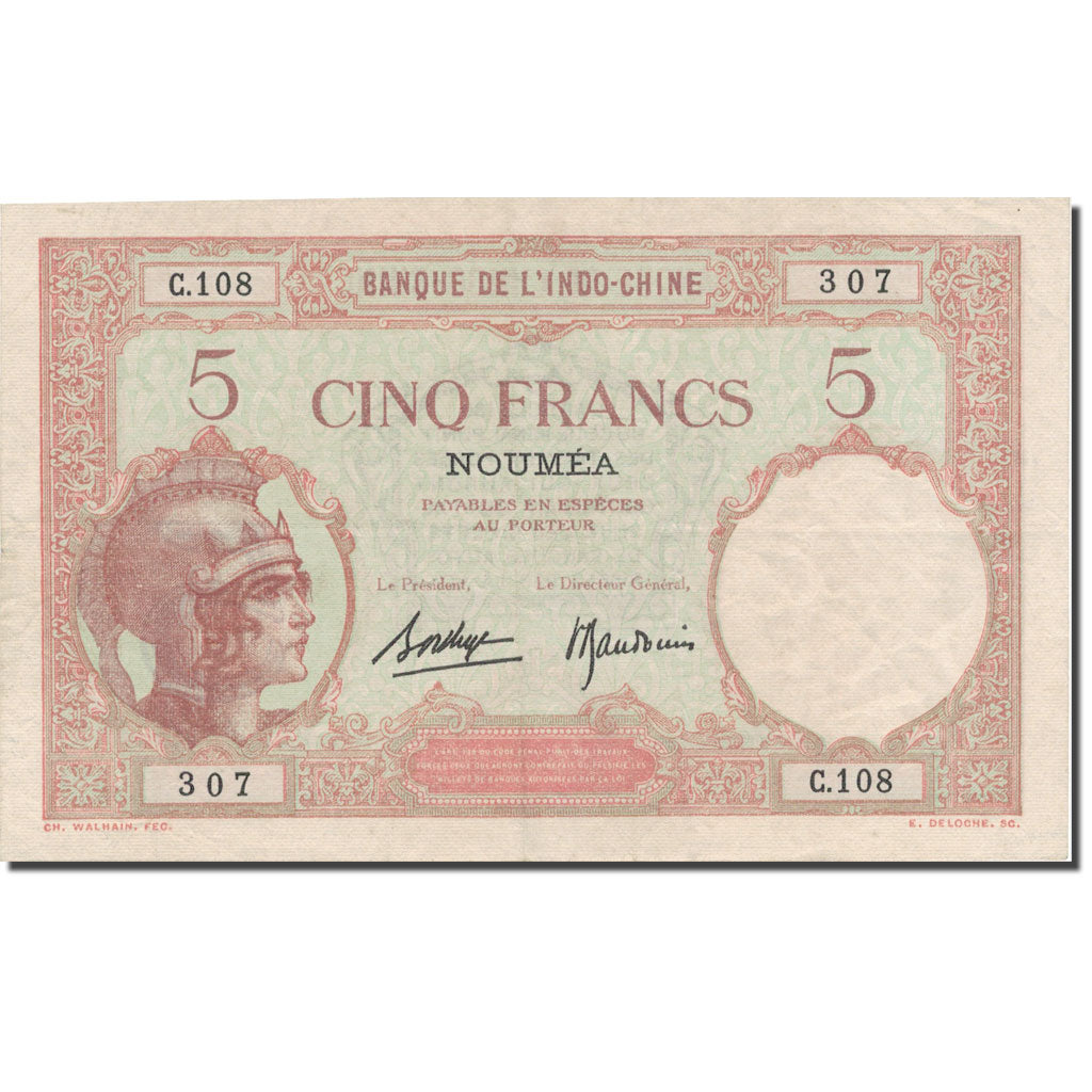 Billet, Nouvelle-Calédonie, 5 Francs, 1926, Undated (1926), KM:36b, TTB