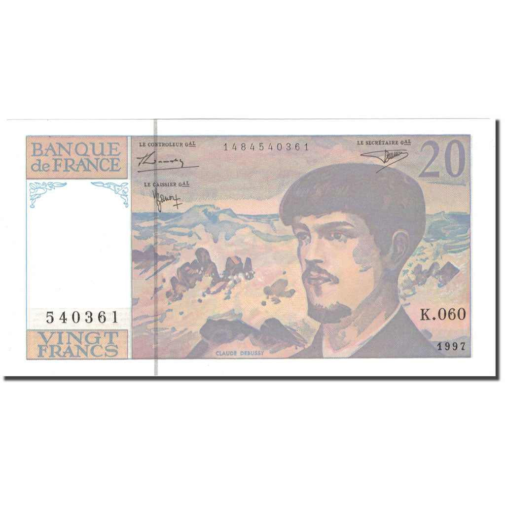 Frankreich, 20 Francs, Debussy, 1997, UNZ-, Fayette:66ter.02A62, KM:151i