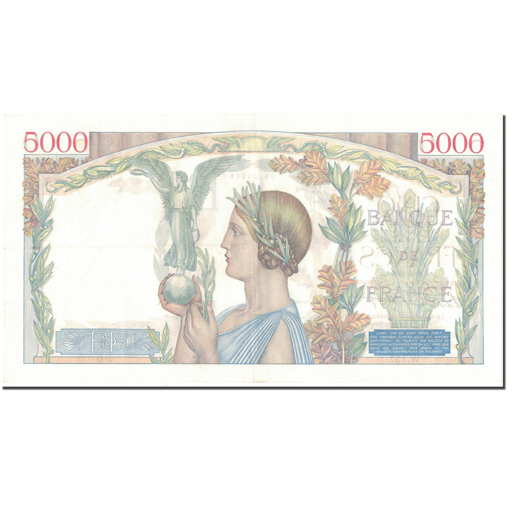 France, 5000 Francs, Victoire, 1939, 1939-04-06, SUP, Fayette:46.4, KM:97a