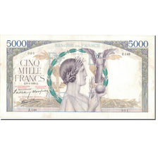 France, 5000 Francs, Victoire, 1939, 1939-04-06, AU(50-53), Fayette:46.4, KM:97a