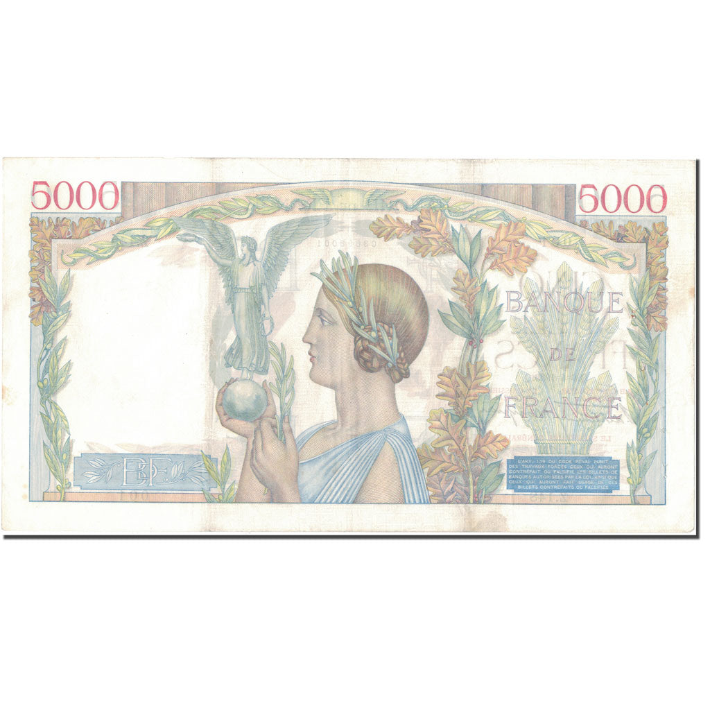 Francia, 5000 Francs, Victoire, 1939, 1939-04-06, BB+, Fayette:46.4, KM:97a