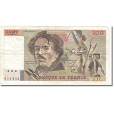 France, 100 Francs, Delacroix, 1979, TB, Fayette:69.2c, KM:154b
