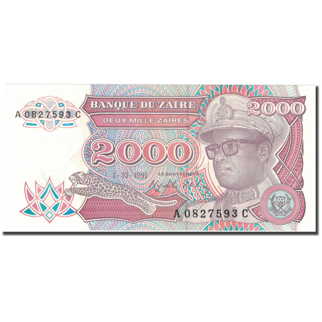 Banconote, Zaire, 2000 Zaïres, 1991, 1991-10-01, KM:36a, SPL+