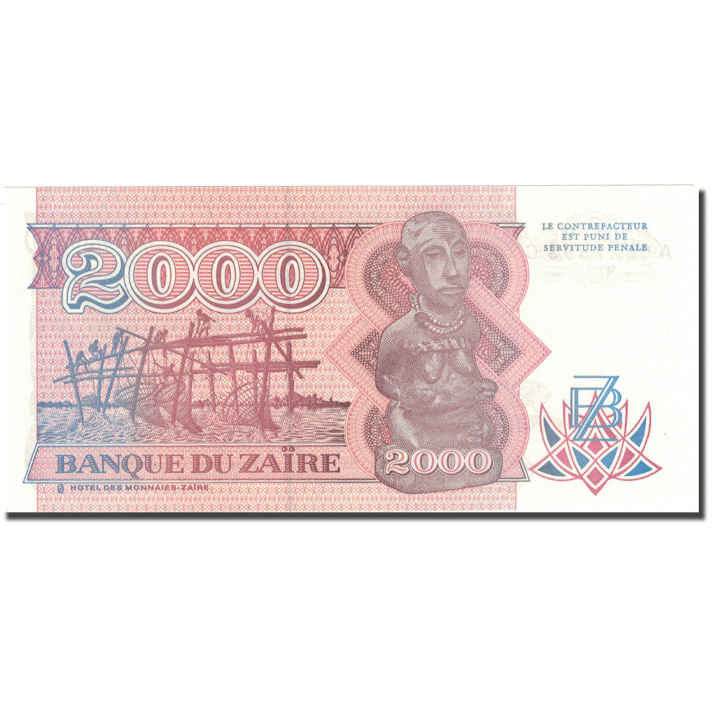 Banconote, Zaire, 2000 Zaïres, 1991, 1991-10-01, KM:36a, SPL+