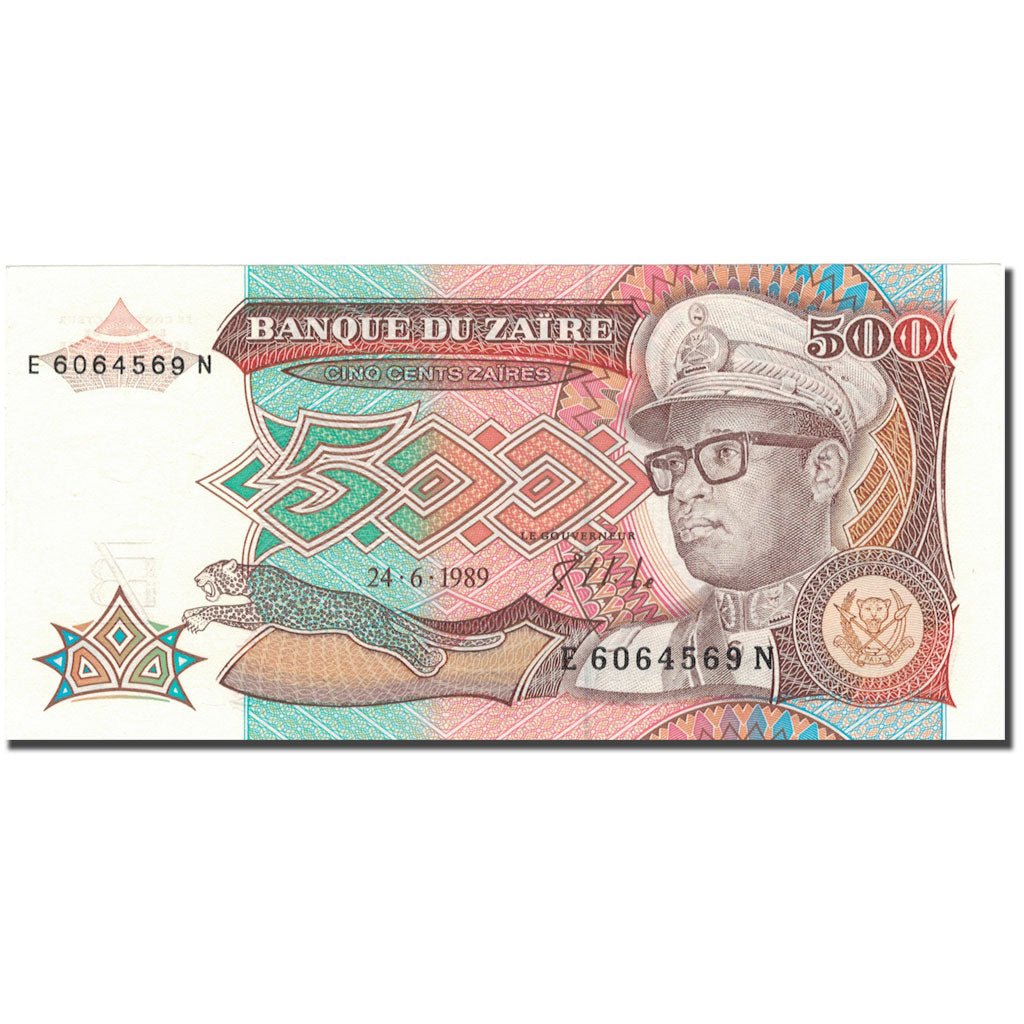 Nota, Zaire, 500 Zaïres, 1989-06-24, KM:34a, UNC(65-70)