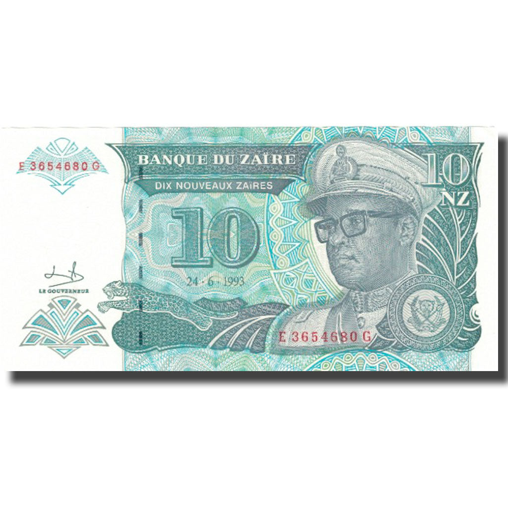 Banknote, Zaire, 10 Nouveaux Zaïres, 1993, 1993-06-24, KM:55, UNC(64)