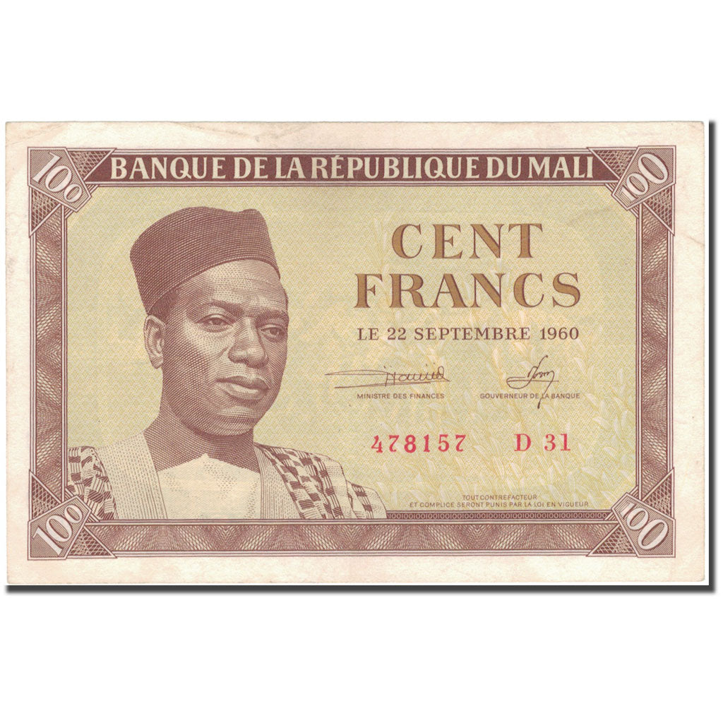 Banknote, Mali, 100 Francs, 1960, 1960-09-22, KM:2, EF(40-45)