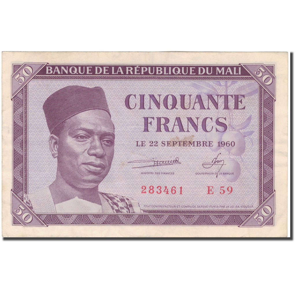 Billet, Mali, 50 Francs, 1960, 1960-09-22, KM:1, TB+