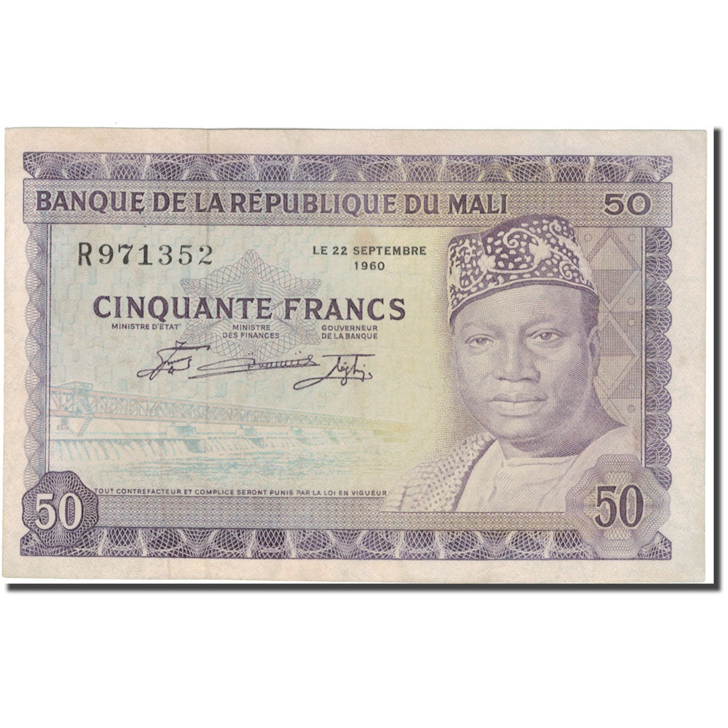 Banknote, Mali, 50 Francs, 1960, 1960-09-22, KM:6a, EF(40-45)