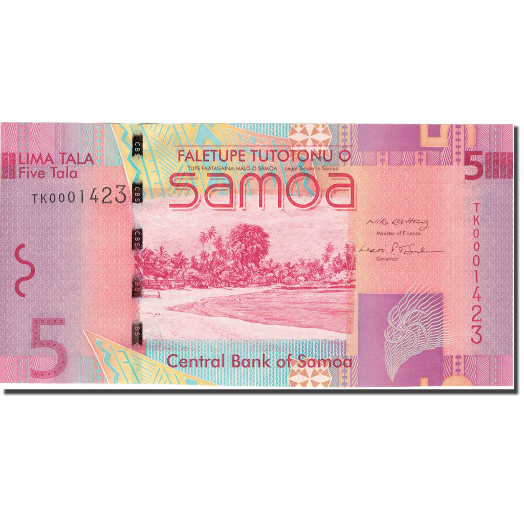 Banknot, Samoa Zachodnia, 5 Tala, 2008, 2008, KM:38a, UNC(65-70)