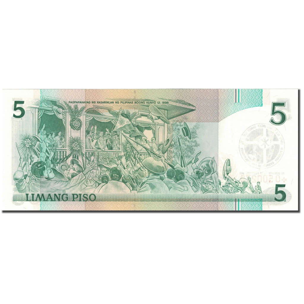 Geldschein, Philippinen, 5 Piso, 1991, 1991, KM:179, UNZ-