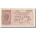 Nota, Itália, 1 Lira, 1944, 1944-11-23, KM:29c, VF(30-35)