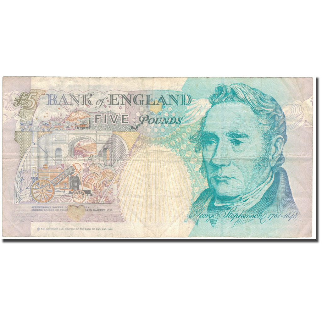 Banconote, Gran Bretagna, 5 Pounds, 1990, KM:382a, MB+