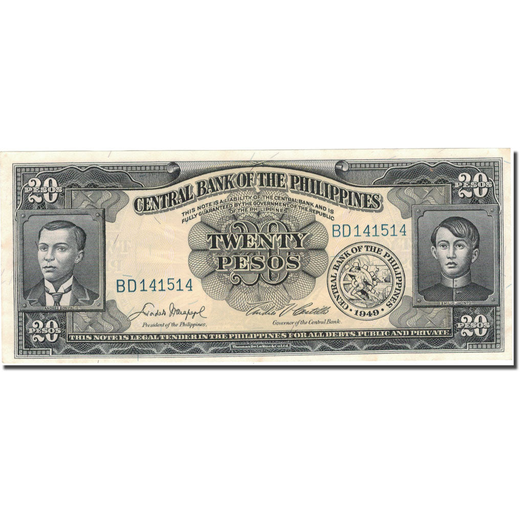 Banknot, Filipiny, 20 Pesos, KM:137d, AU(55-58)