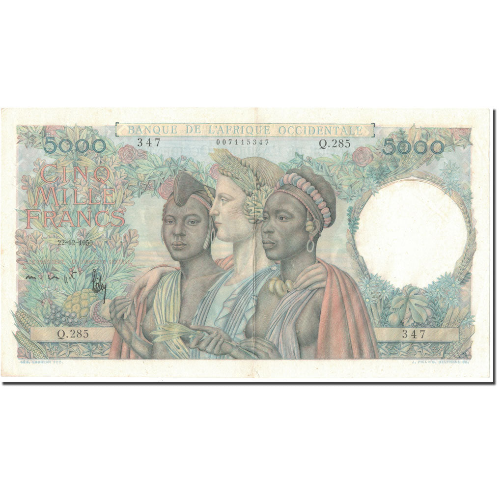 Geldschein, French West Africa, 5000 Francs, 1950, 1946-12-22, KM:43, SS+