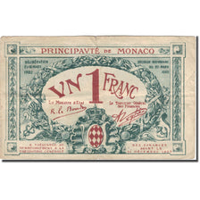 Billet, Monaco, 1 Franc, Blason, 1920, 1920-03-20, TTB