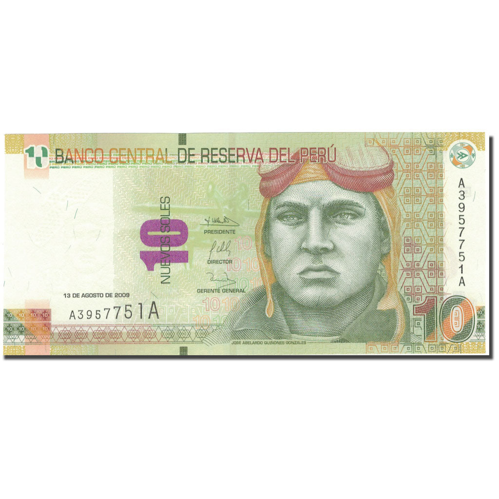 Billet, Pérou, 10 Nuevos Soles, 2009, 2009-08-13, KM:182, NEUF
