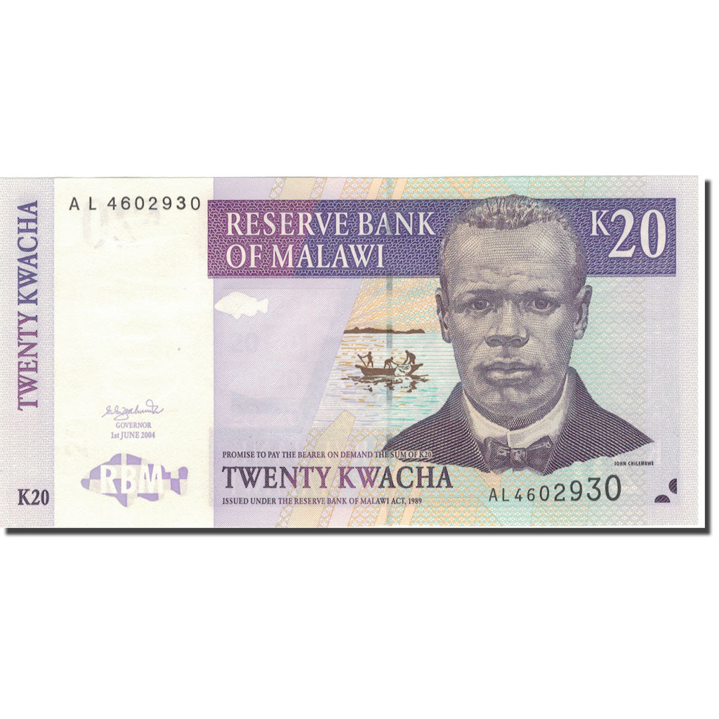 Banknot, Malawi, 20 Kwacha, 2004, 2004-06-01, KM:52a, UNC(63)