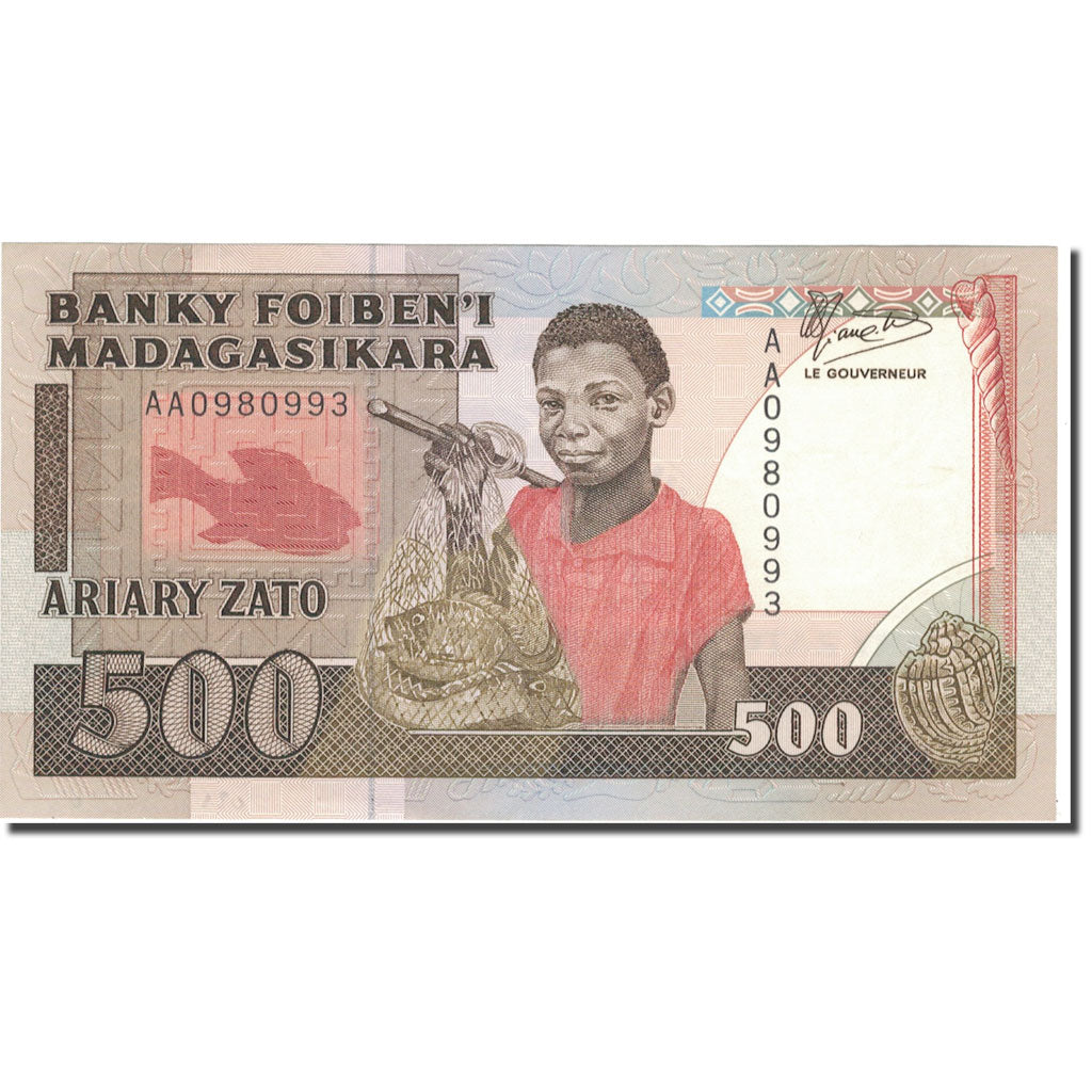 Banknote, Madagascar, 500 Francs = 100 Ariary, KM:71a, UNC(64)