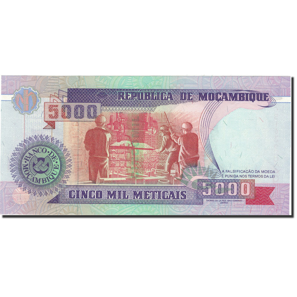 Billet, Mozambique, 5000 Meticais, 1991, 1991-06-16, KM:136, SPL