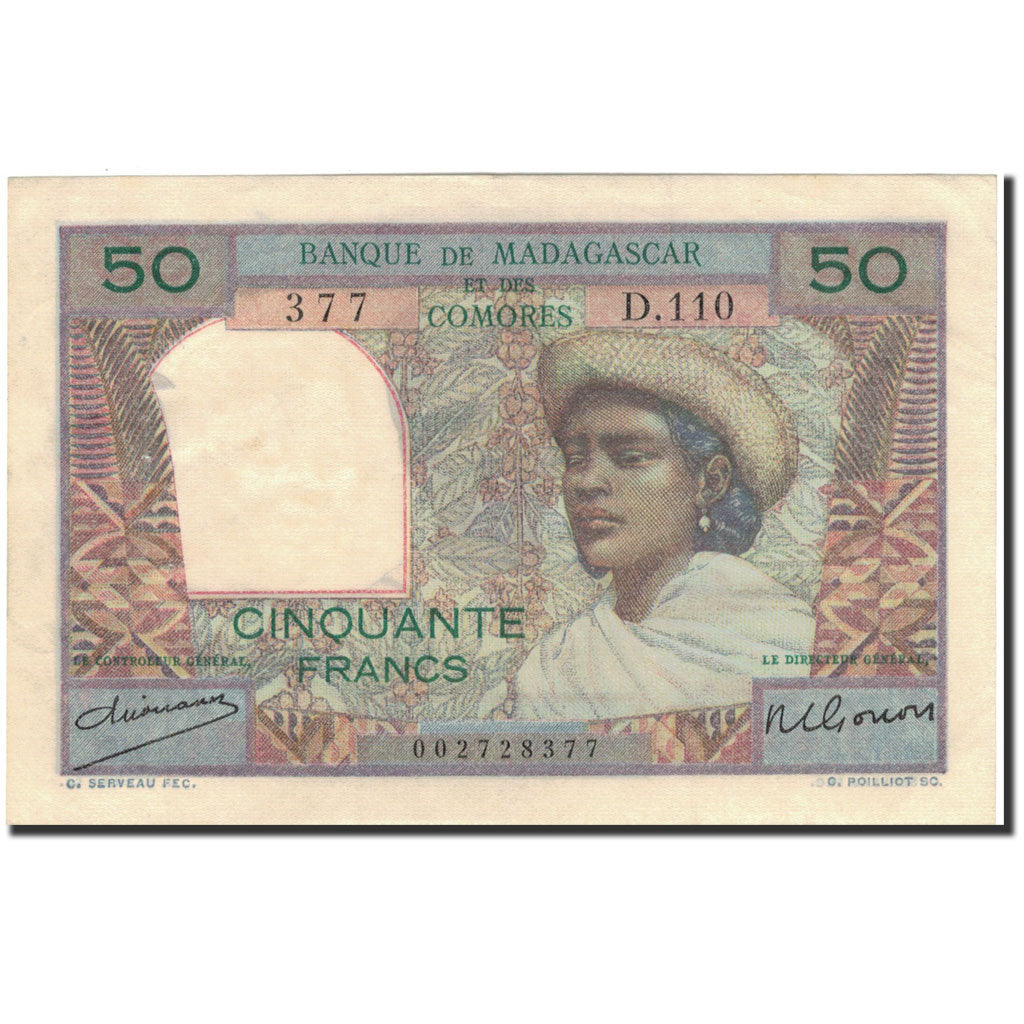 Banconote, Madagascar, 50 Francs, 1950-1951, KM:45a, SPL-