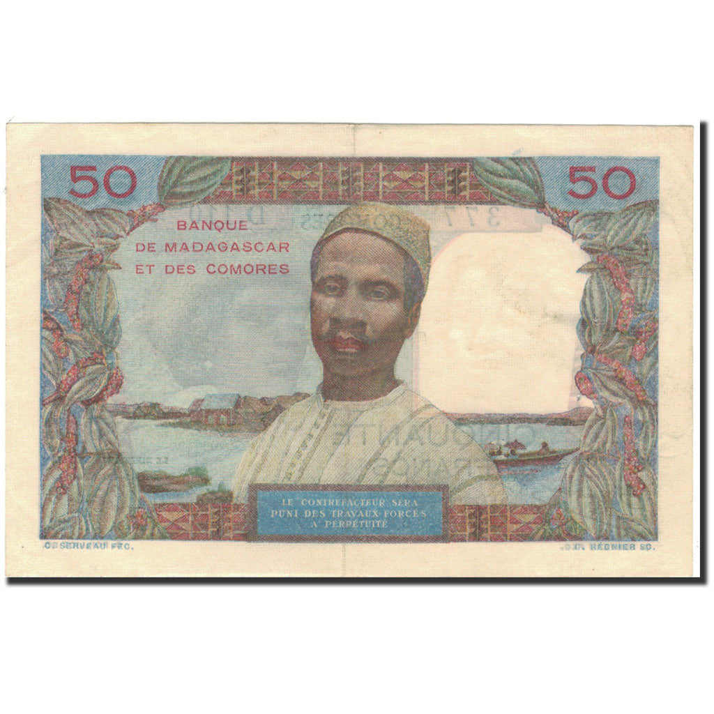 Banconote, Madagascar, 50 Francs, 1950-1951, KM:45a, SPL-
