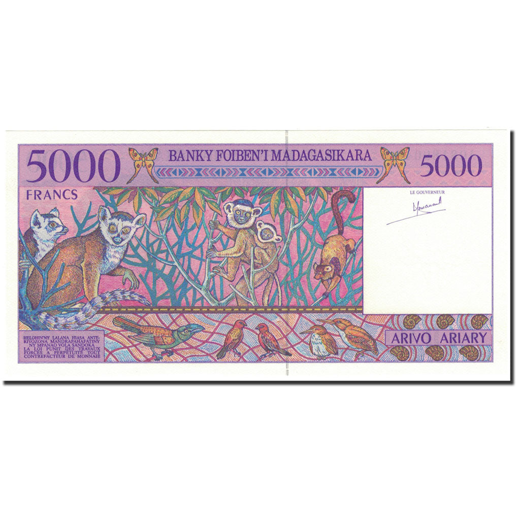 Banconote, Madagascar, 5000 Francs = 1000 Ariary, 1994-1995, Undated (1995)