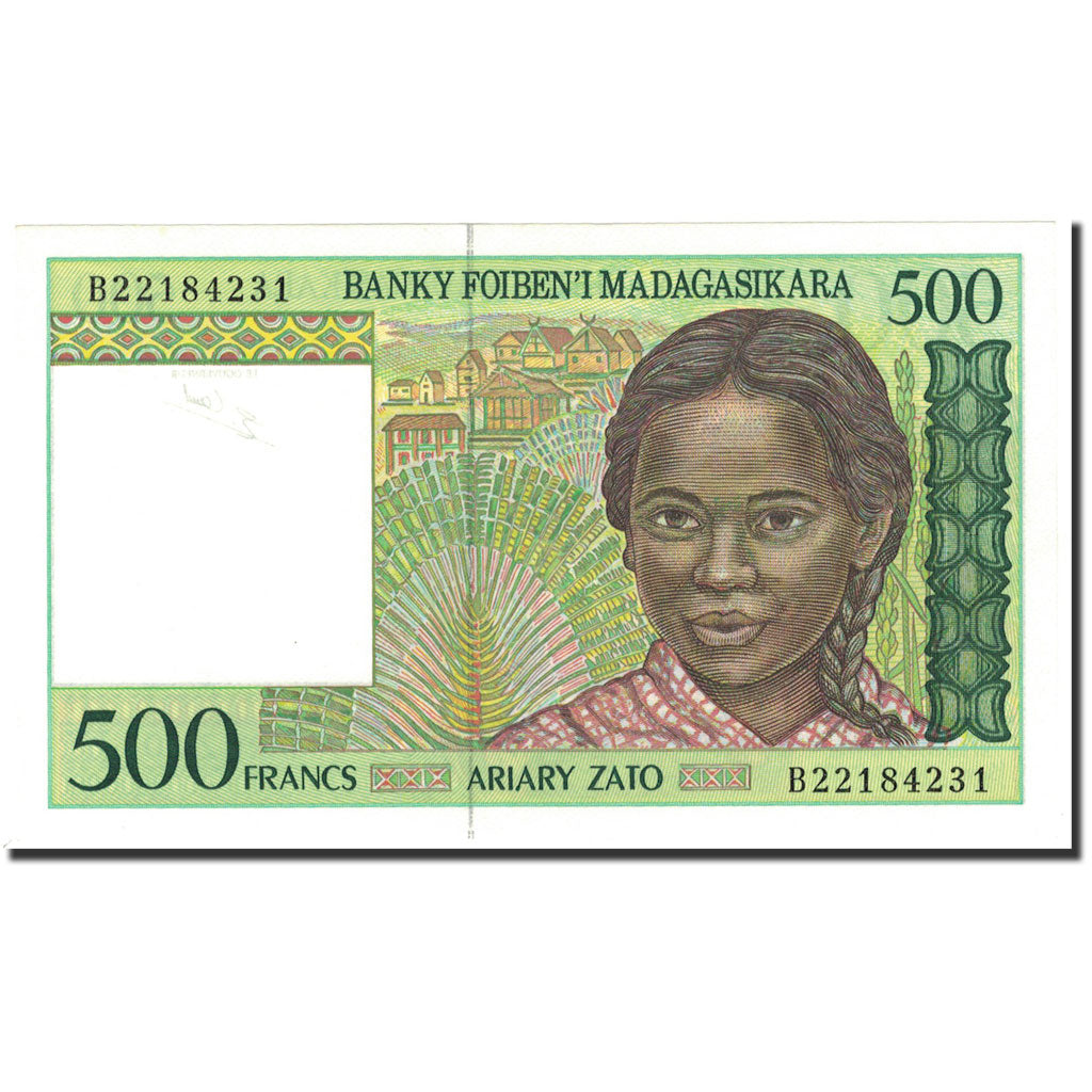 Banknote, Madagascar, 500 Francs = 100 Ariary, KM:75b, AU(55-58)