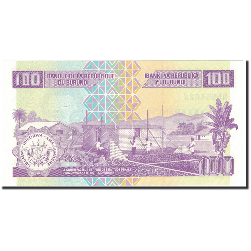 Nota, Burundi, 100 Francs, 2011, 2011-09-01, KM:44b, UNC(64)
