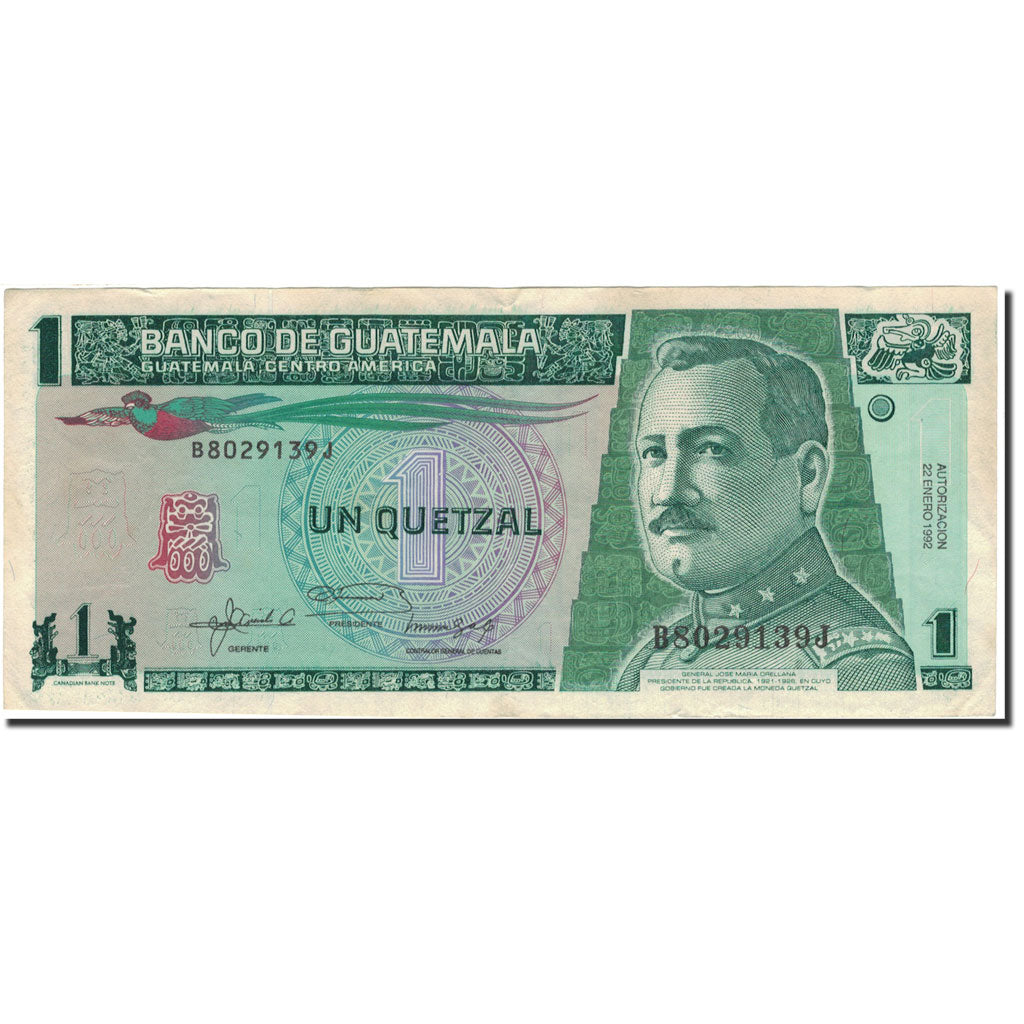 Billete, 1 Quetzal, 1992, Guatemala, 1992-01-22, KM:80, MBC